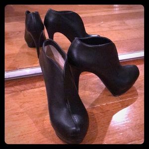Black Vegan Leather Peekaboo Booties